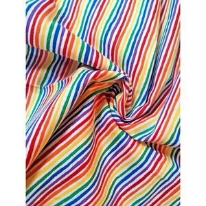VTG 80's 90's Rainbow Stripes Cotton Fabric Primary Parade P&B Textiles 44" BTY